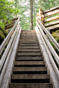 Stairs leading out of the ice caves