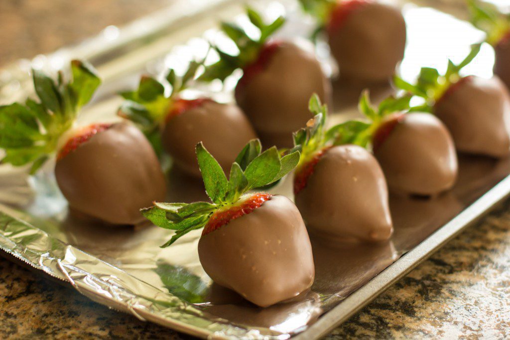 Chocolate covered strawberries. These were an appetizer.  I was too busy stuffing my face to get pictures of anything else. 