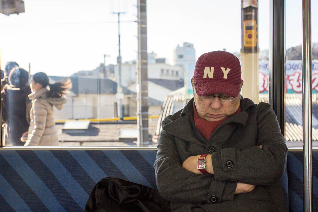 Random creeper-snipe on a dude in a knit NY ball cap on the train.  Very interesting hat. 