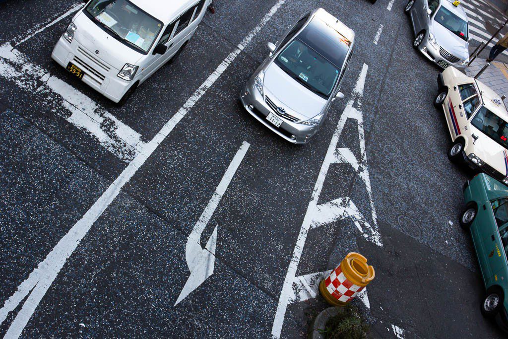 Cars lined up waiting