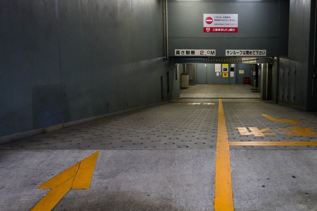 This is "down" but I counted it anyway. Entrance to a parking garage.