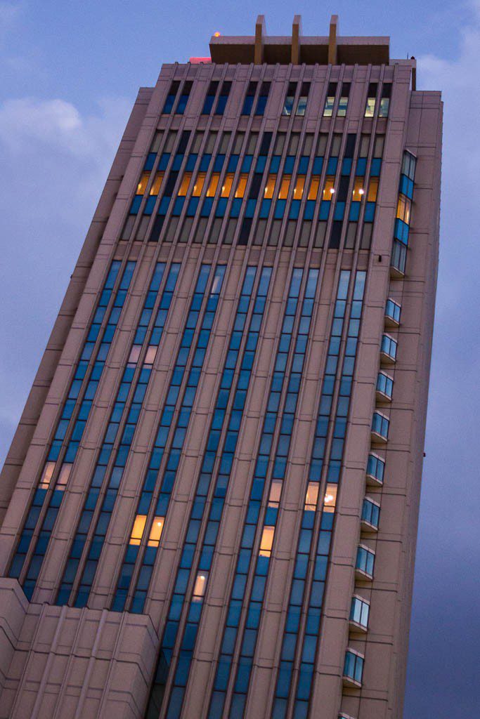 This is a shot of the hotel!  I liked the lights in the windows.