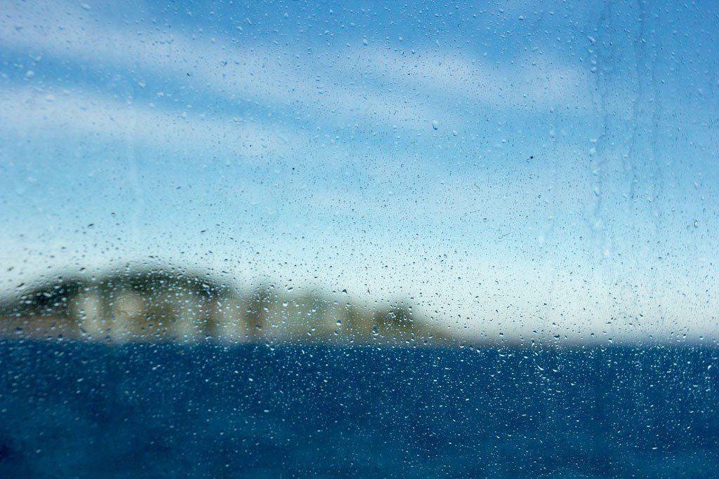 Through the window of the Seattle ferry on the way to the city!