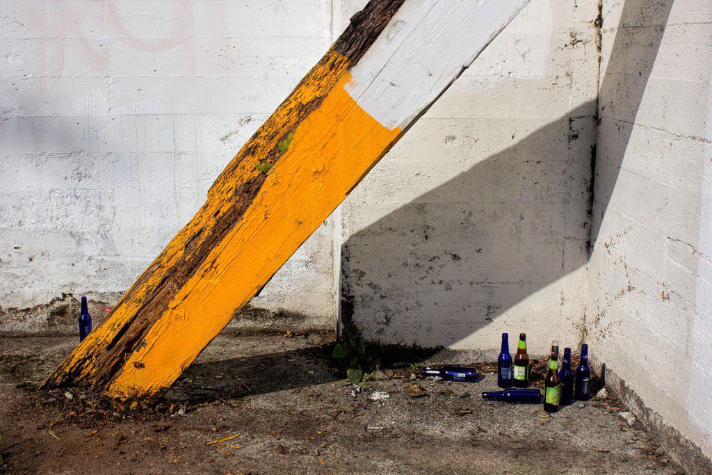 Beer bottles in the parking lot. Also I liked the lines.