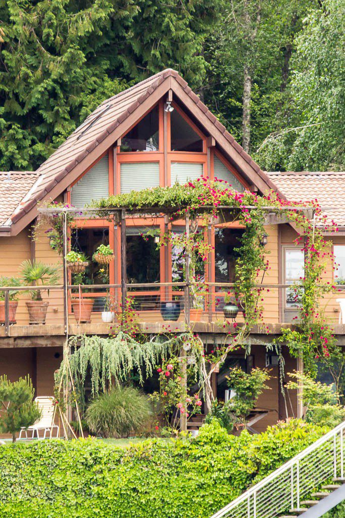 Northwest style with a lovely pergola out front