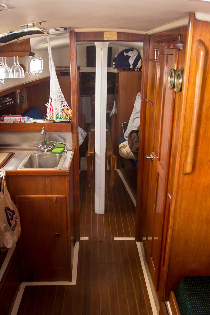 The inside of our fair vessel. Complete with hammock for chips.