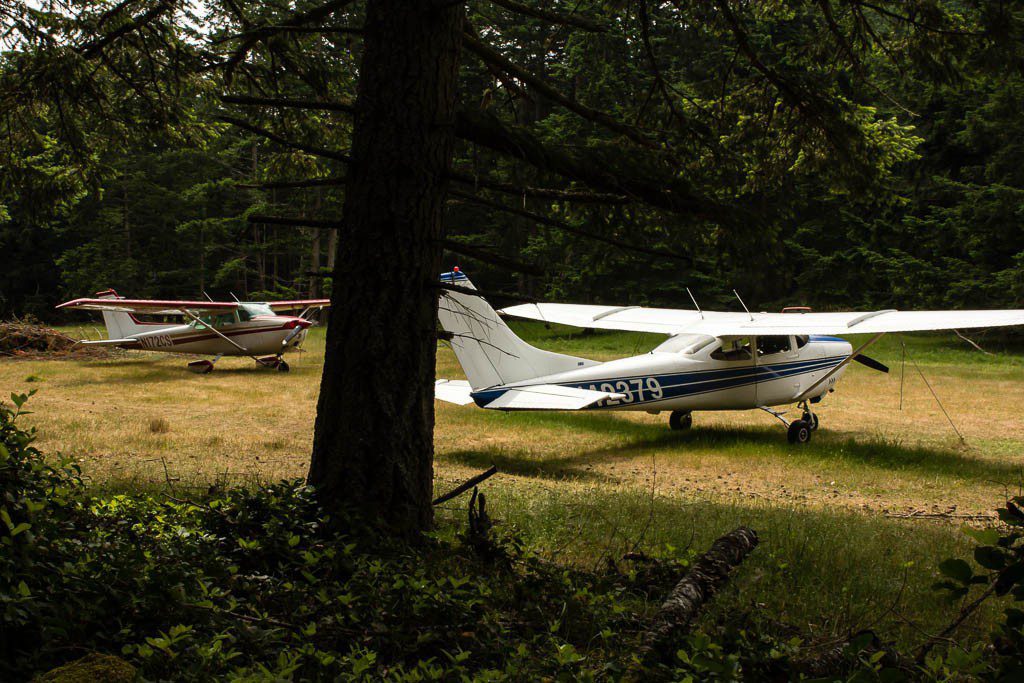 There were 2 little airplanes. I believe I was informed that they were Cessna 160s. I thought they were cute. 