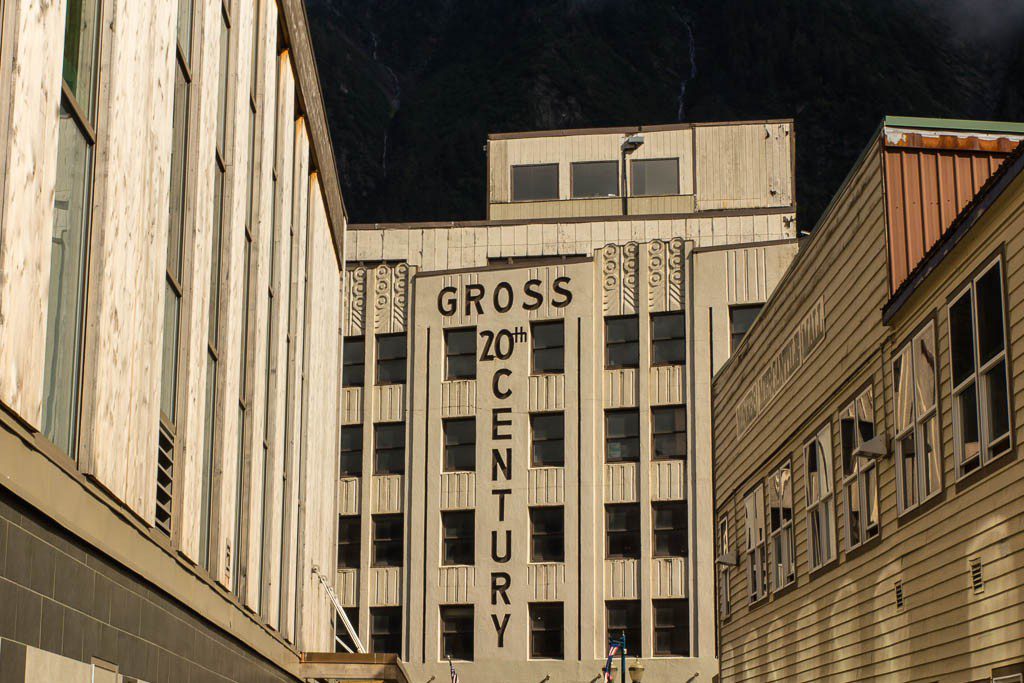 I love their architecture here.  Also the sky is black because that's a dark mountain behind the building!