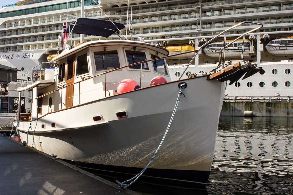 One of our dream boats in front of the cruise ship