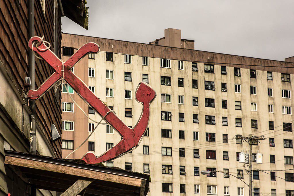 Anchor against apartment building