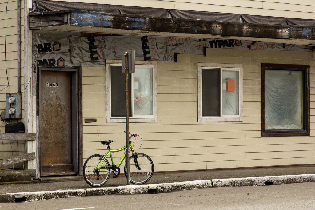 Bright green bicycle