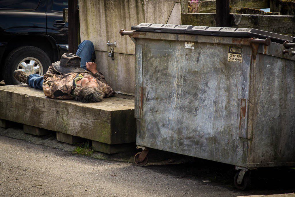 Man sleeping in the sunshine