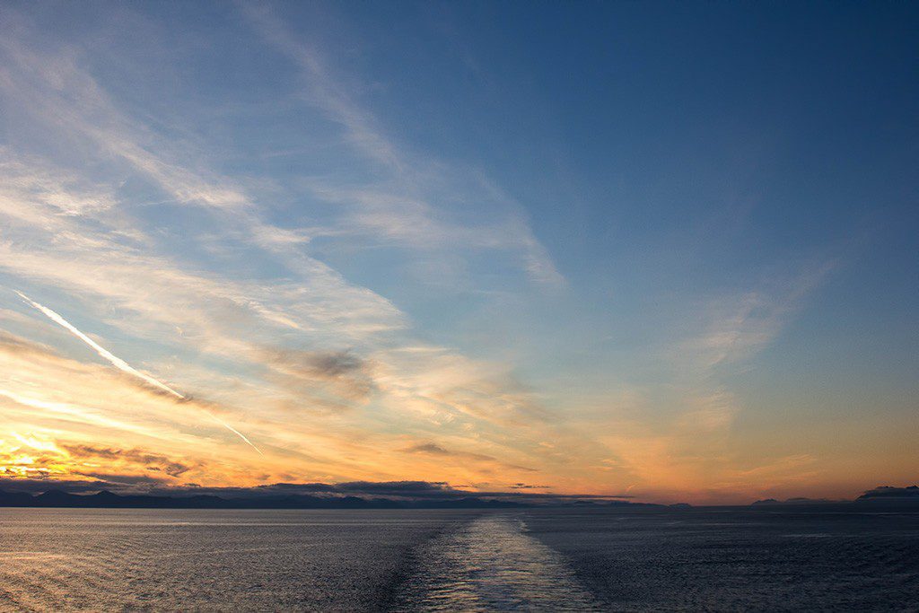 Behind the boat