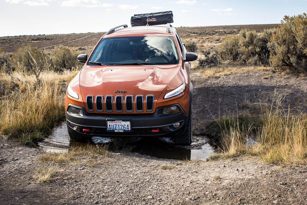 Jeep doing her first water crossing.