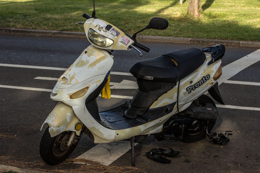 Battle scooter. I think this ole girl has survived more than a couple accidents...