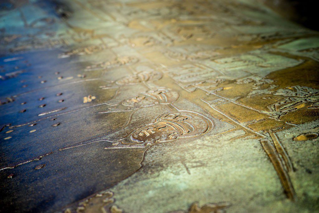 "portrait" from the engraved propeller outside the Bremerton Marina.