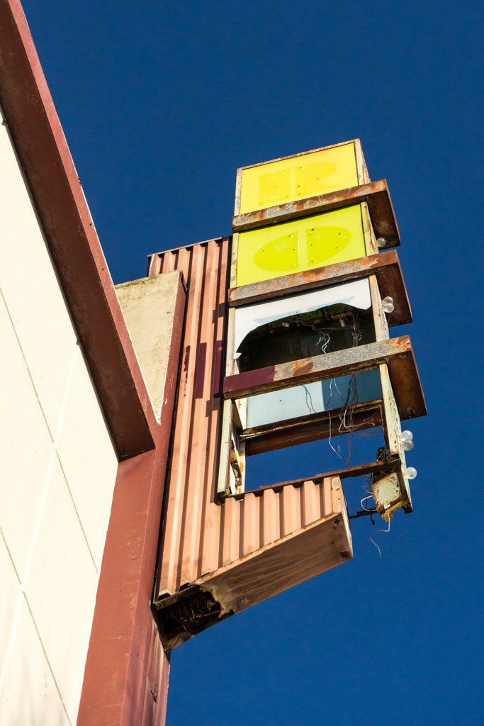 Busted Roxy theater sign. I love rust and urban decay and this photo's got it! I also like the contrast between the blue and yellow. 