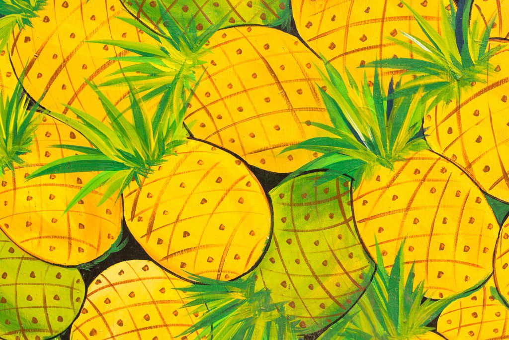 Happy painted yellow pineapples