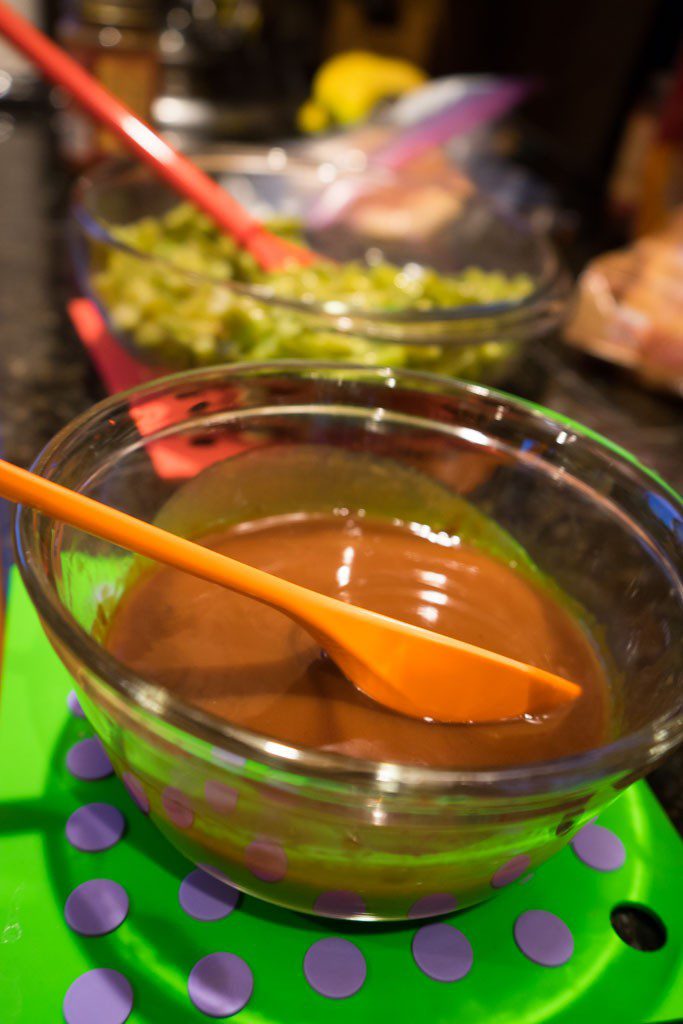 Gravy and leftover green beans.