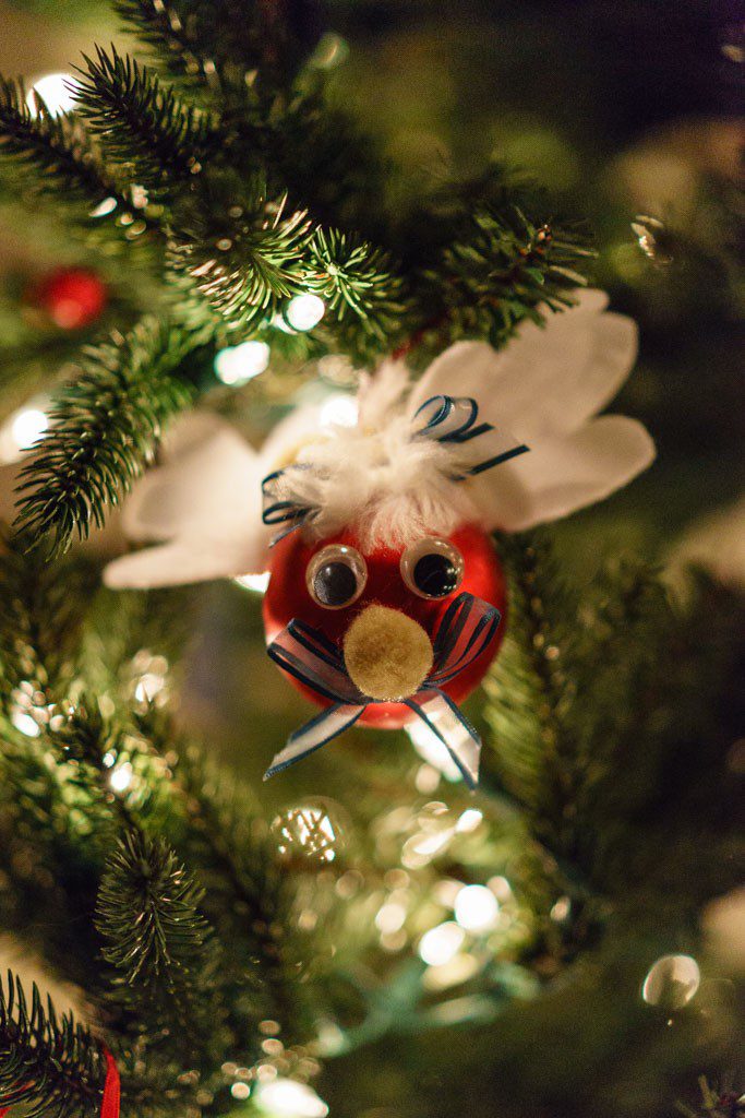 Some sort of little home made angry bird ornament