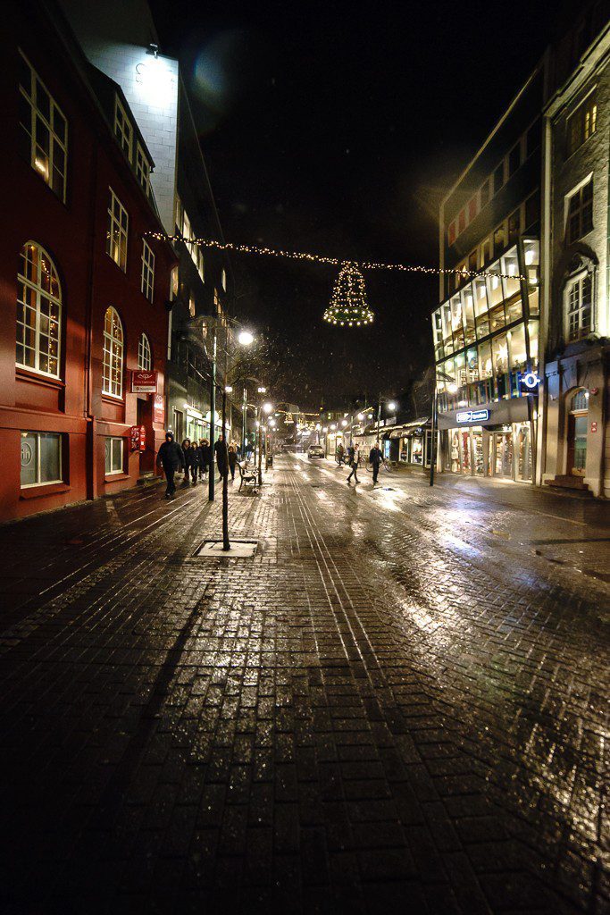 City lit up at night