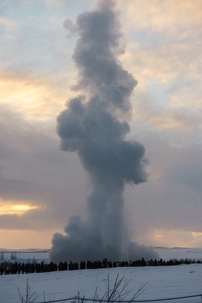 Geysir is more spectacular when high wind isn't blowing the eruption off of it.