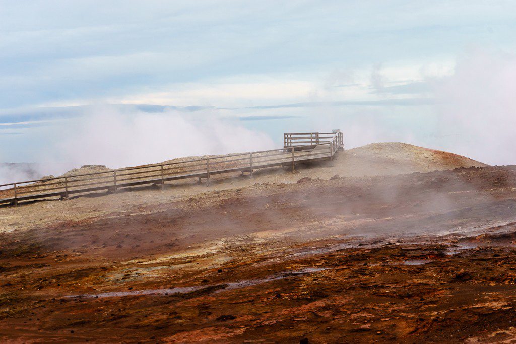 Looks like it would be a neat area to explore if the wind died down. The blowing steam hides a lot of the landscape.