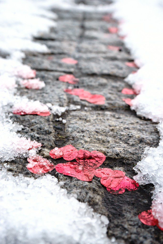 Hearts in the snow