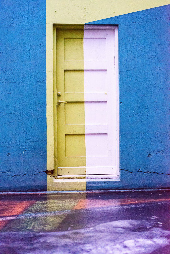 They carried their colors all the way down the wall and door and onto the pavement.