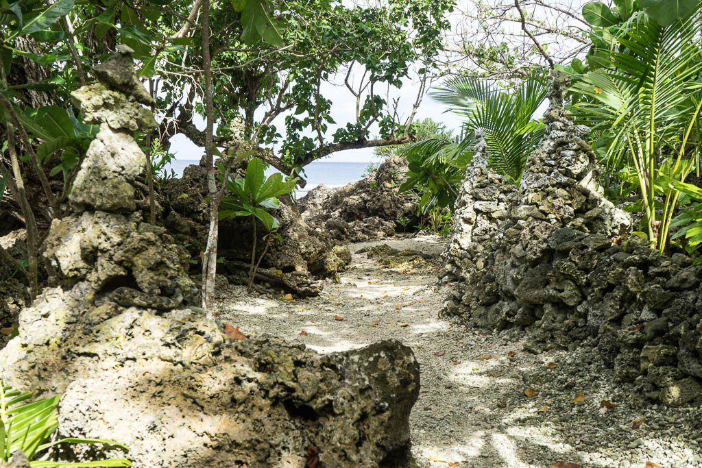 There are rock stacks just like at home, only these are made of coral and lava.