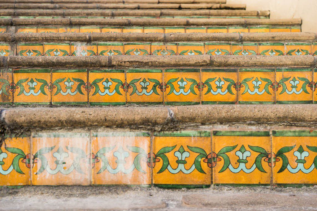 Weathered painted tiles