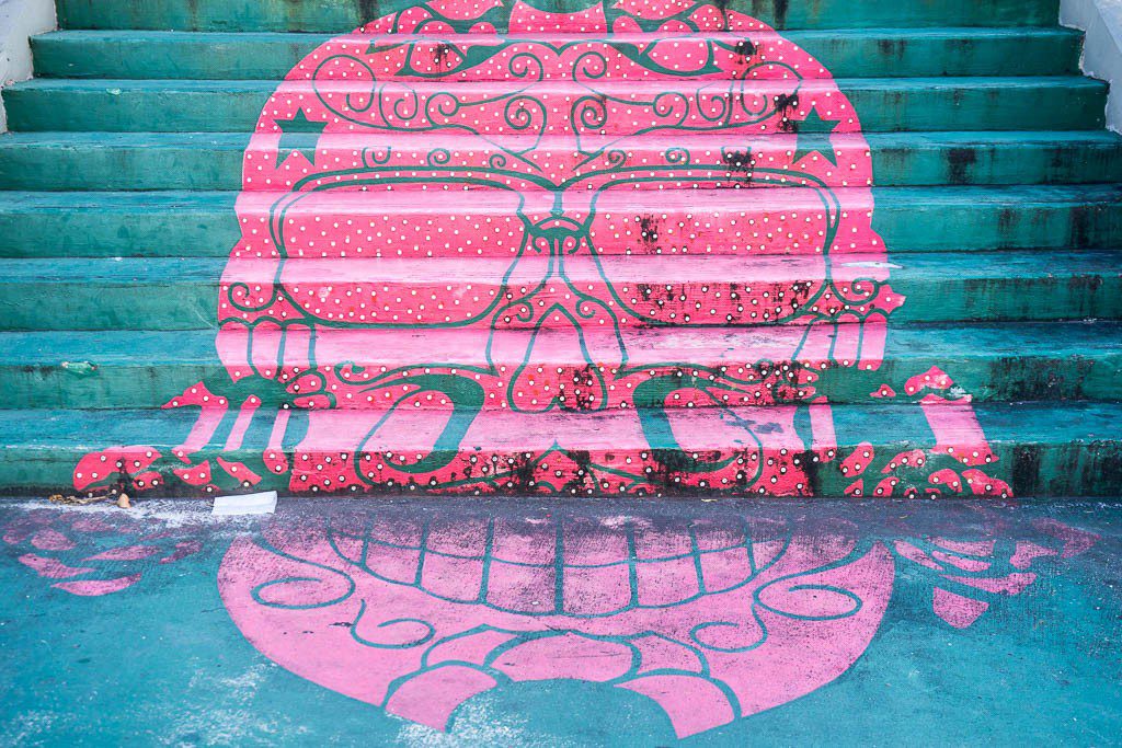 Skull painted on the steps. This is cool, can I do this at my house?