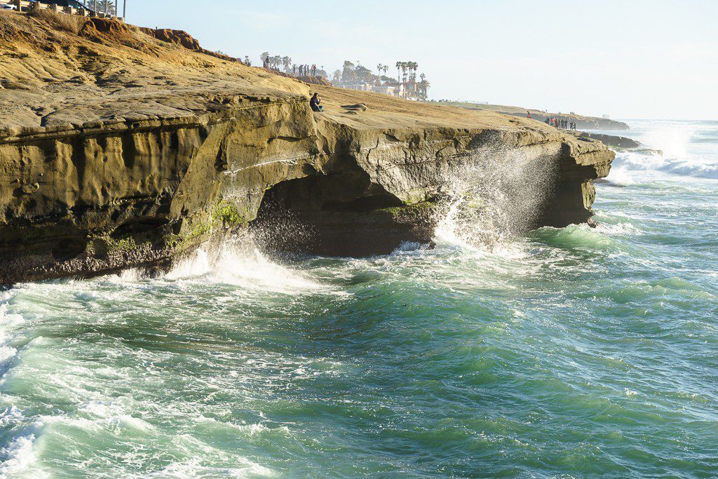 Waves against the cliffs