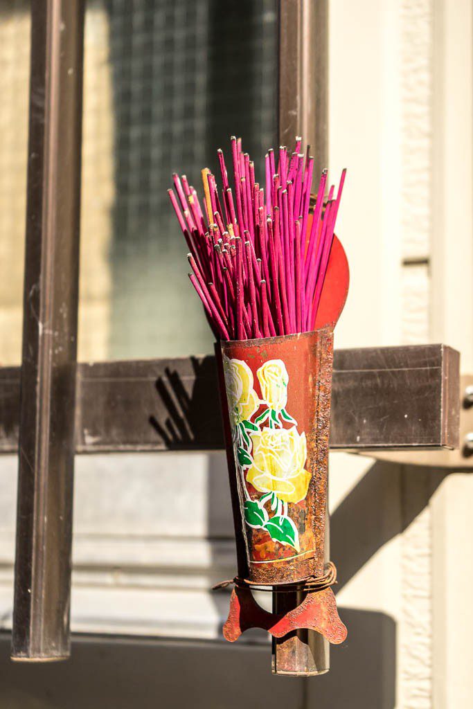 Incense by someone's front door.