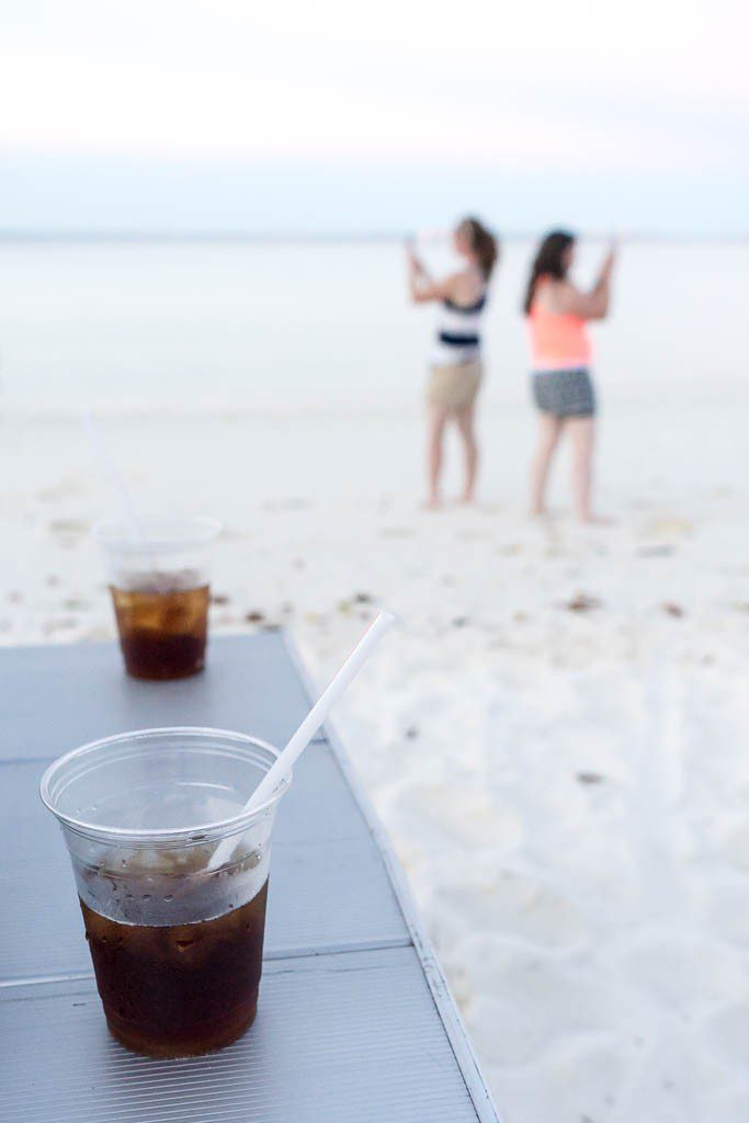 Jessica and Sarah drinking and taking photos of things. 