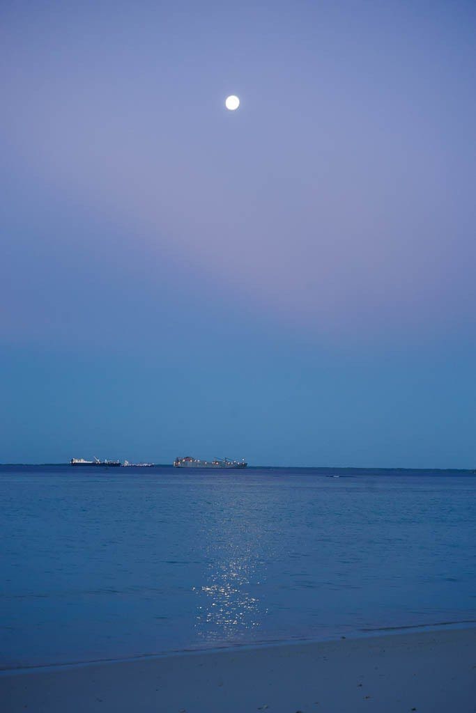 Ships moored in the lagoon
