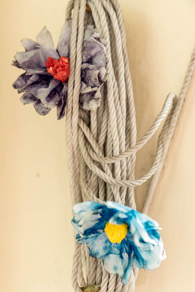 Fake flowers on a rope