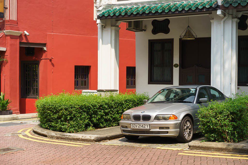 Nice BMW against a red wall.  All the cars here were super nice.