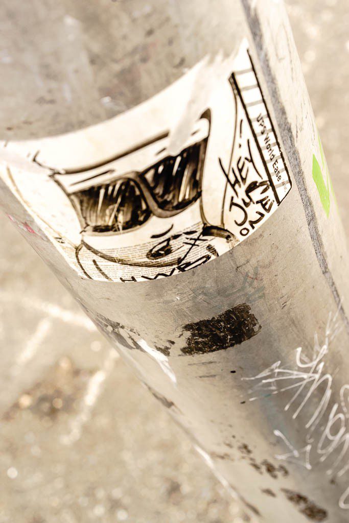 Sticker on a light pole