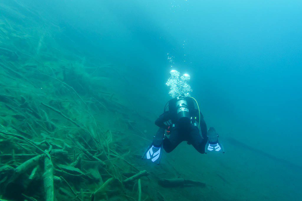 The algae and blue water make it look like the dive we did in Iceland