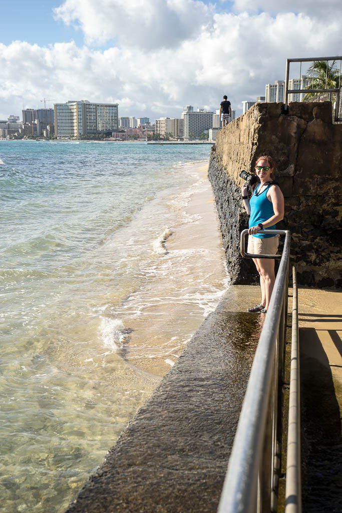 Jessica touched the water. I stayed safely up the ramp.