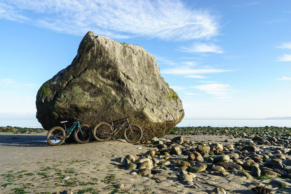 Bikes on a boulder