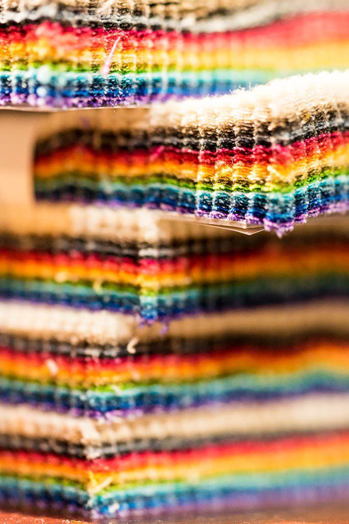 Squares of colorful fabric