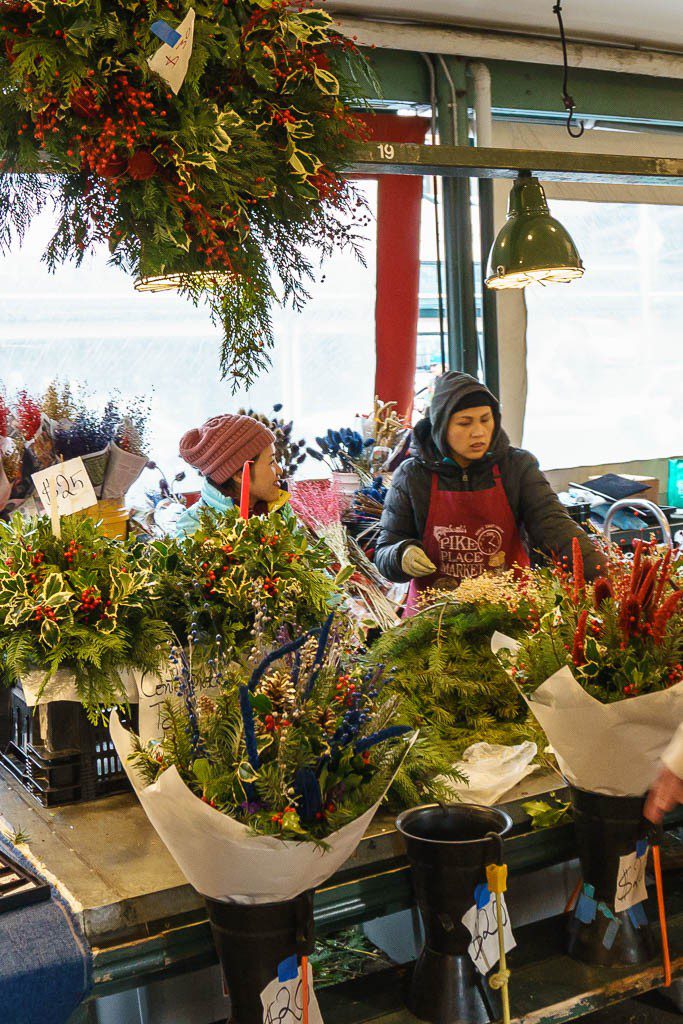 Lady selling flowers