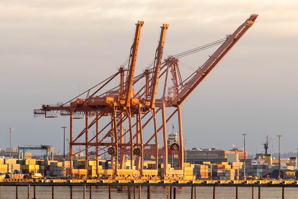 Shipping port in the distance