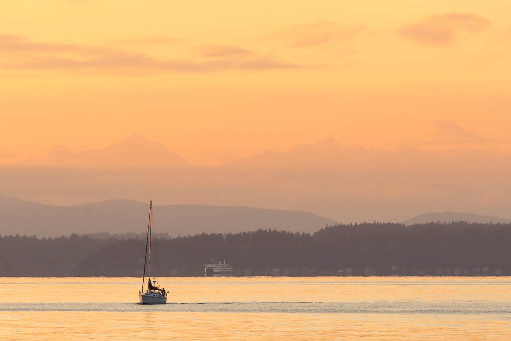 Sailboat and mountains