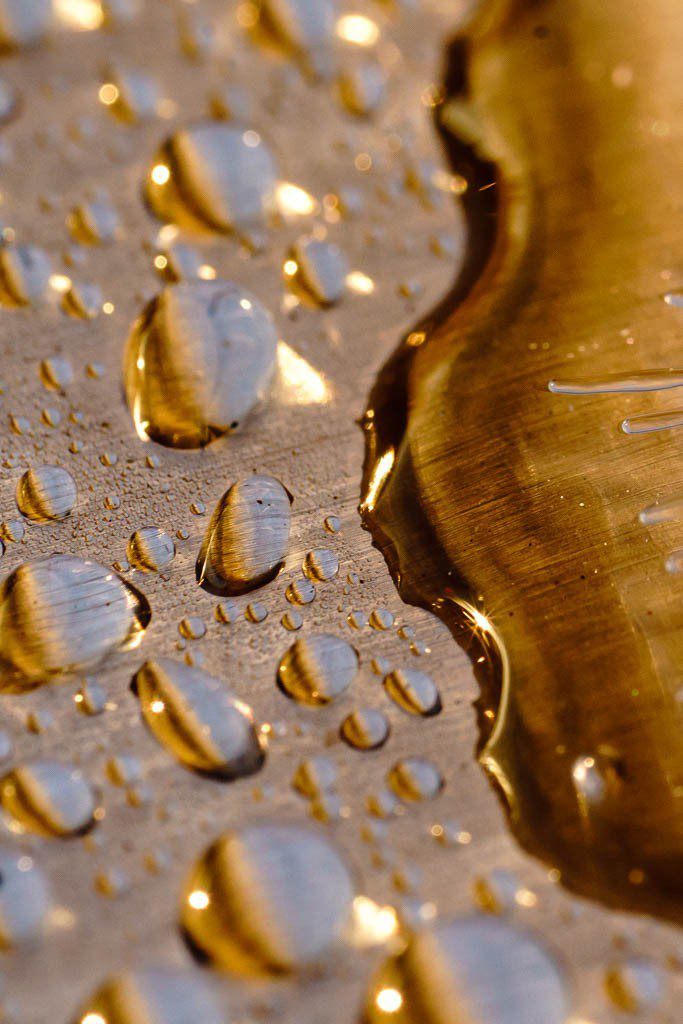 Water droplets on the grill outside