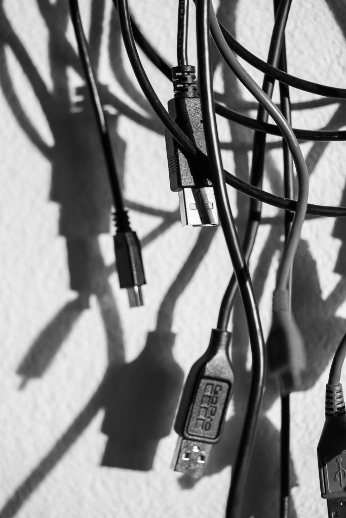 I like the lighting and shapes from my hanging power cables in the office. 